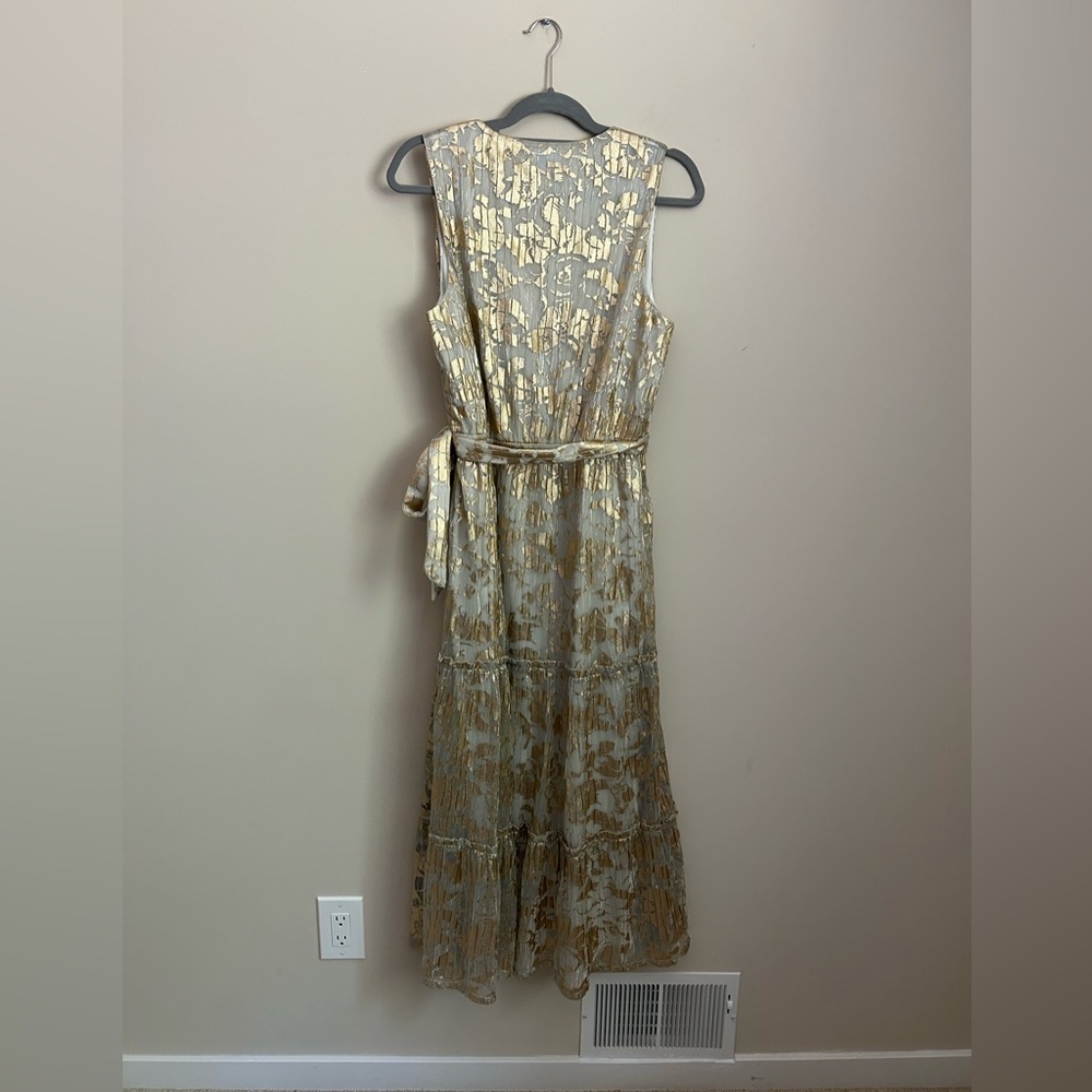 Draper James Sleeveless Tiered Gold Dress Size Large - Picture 8 of 8